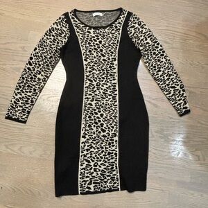 NWOT Calvin Klein Leopard Cheetah Print Knit Bodycon Dress women’s size medium